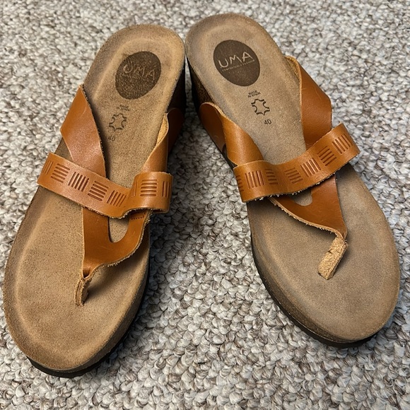 UMA Brown Leather Sandals Ibiza, Size 40 - Picture 5 of 5